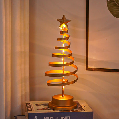 LED Christmas Tree Spiral Table Lamp – Wrought Iron Xmas Tree Night Light & Holiday Decor