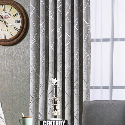 Solid Color Modern Chenille Blackout Curtains for Living Room