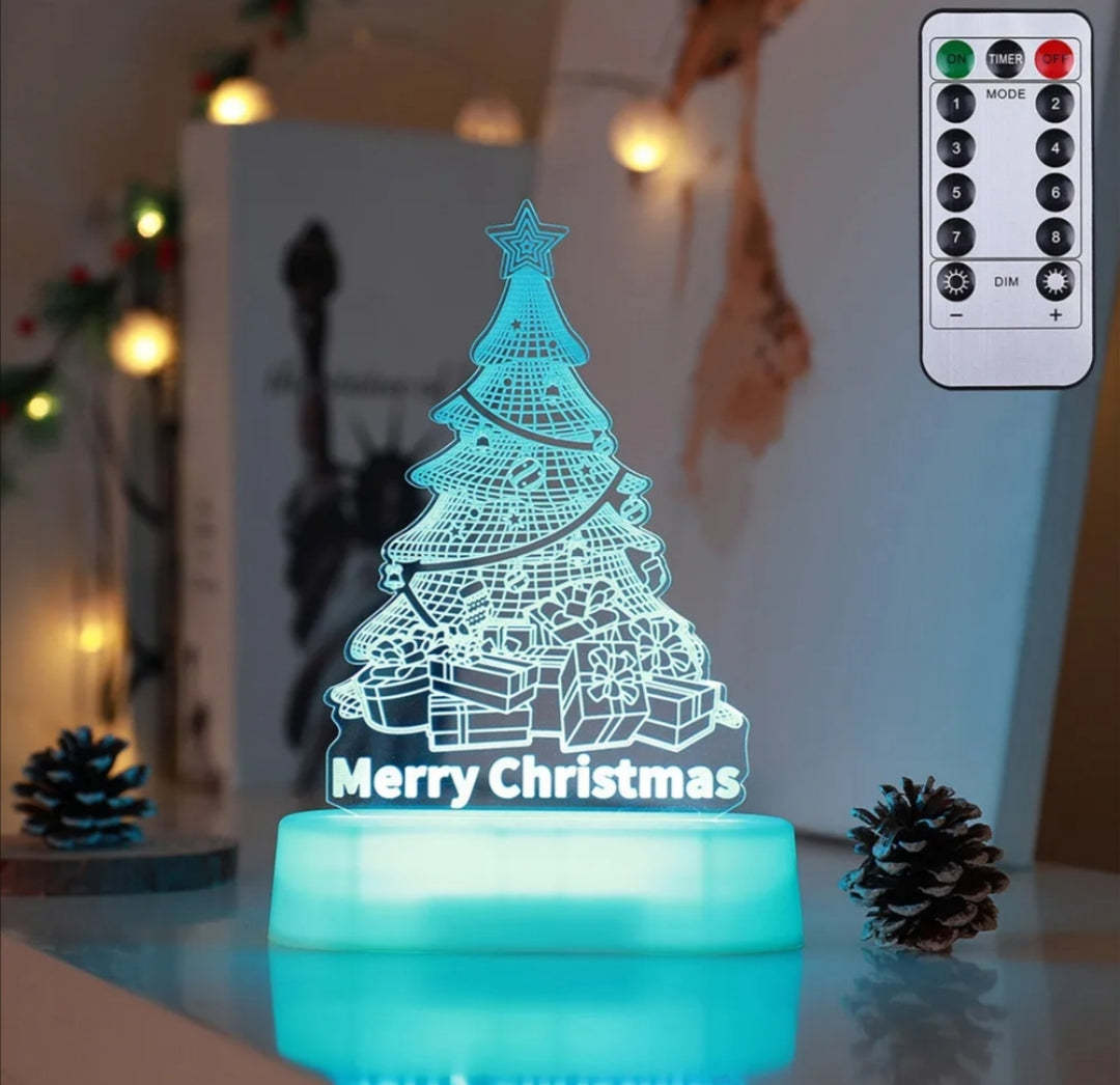 3D Acrylic LED Christmas Lamp - Night Light for Holidays, Kids Gifts, and Home Decor