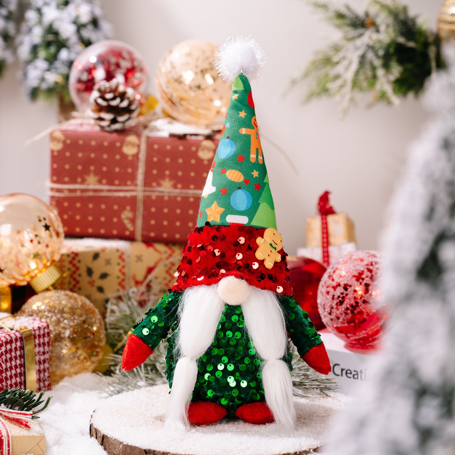 Christmas Fabric Faceless Doll Ornament – Holiday Home Decoration