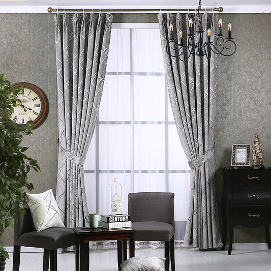 Solid Color Modern Chenille Blackout Curtains for Living Room