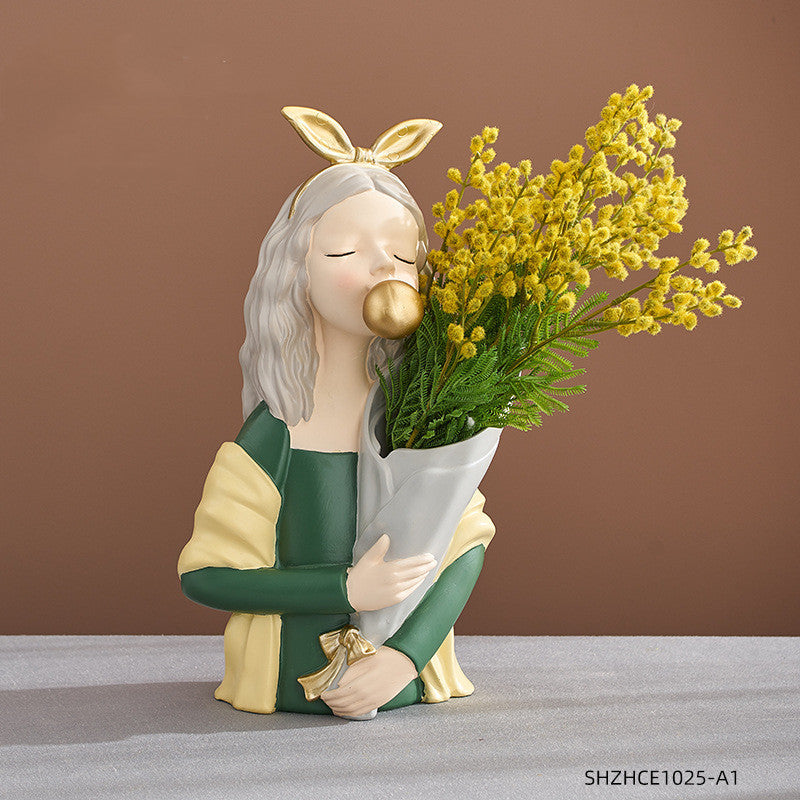 Girl Figurine Resin Sculpture | Abstract Art | Nordic Home Decor