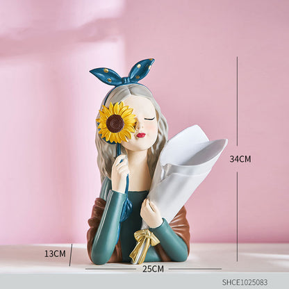 Girl Figurine Resin Sculpture | Abstract Art | Nordic Home Decor