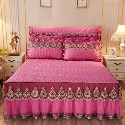 Quilted Lace Bed Skirt for Elegant Bed Liners