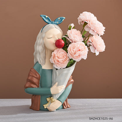 Girl Figurine Resin Sculpture | Abstract Art | Nordic Home Decor