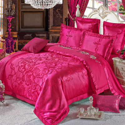 Ice Silk Jacquard Luxury Bedding Set | High-end Linen & Cotton