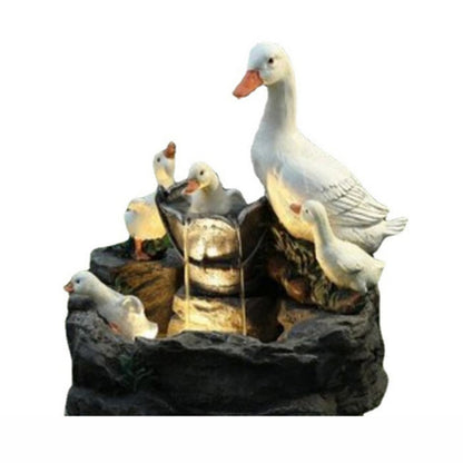 Solar Power Resin Duck Family Patio Fountain Garden Decoration Outdoor Landscape