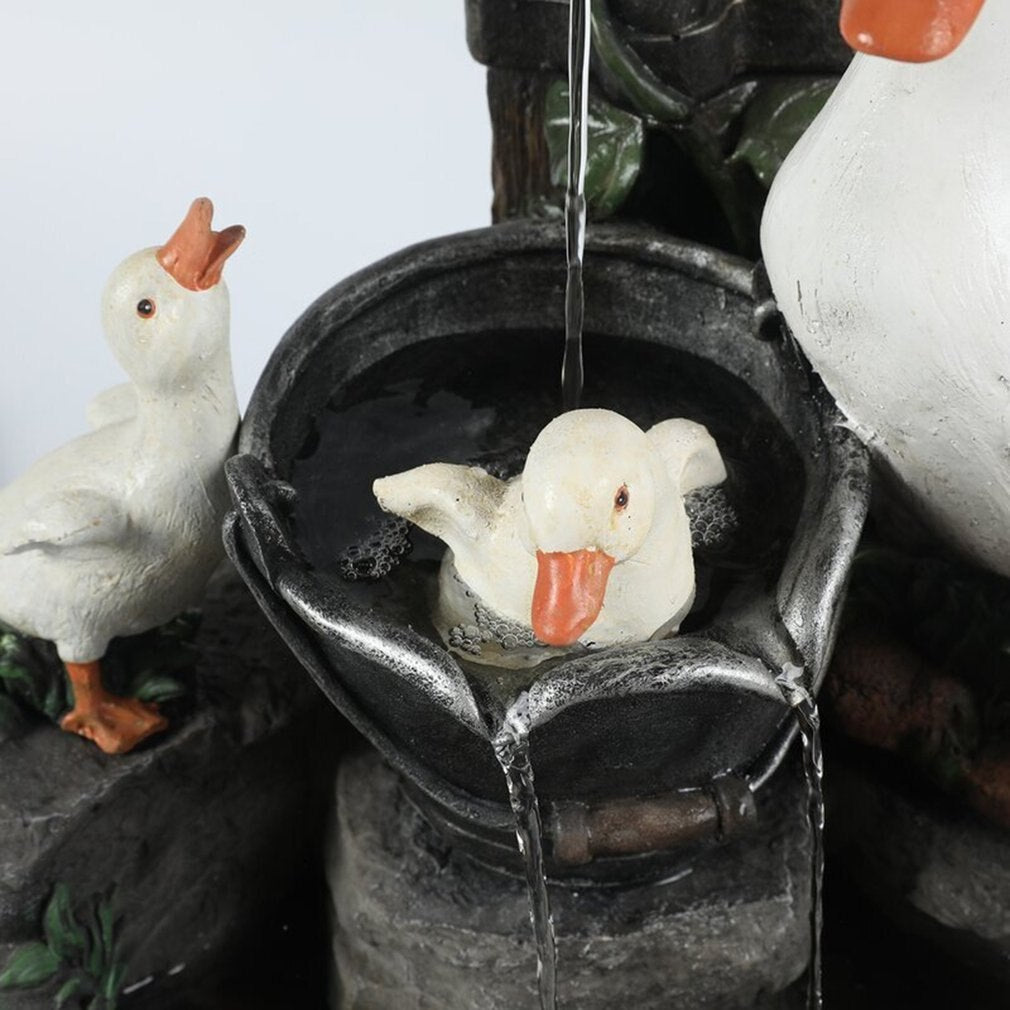 Solar Power Resin Duck Family Patio Fountain Garden Decoration Outdoor Landscape