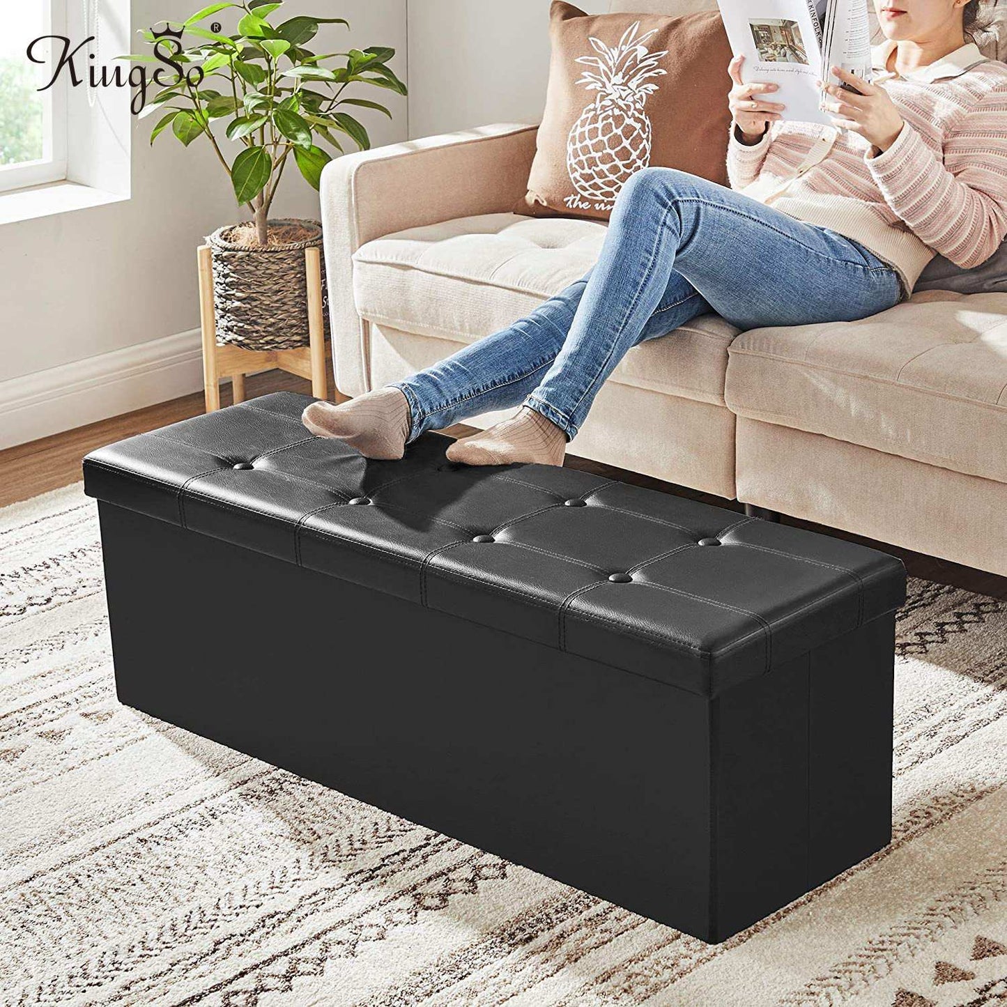 Storage Benches Foldable Stool with Storage Space Home Sofa Ottoman Seat Bench Chest Storage Box Home Living Room Furniture