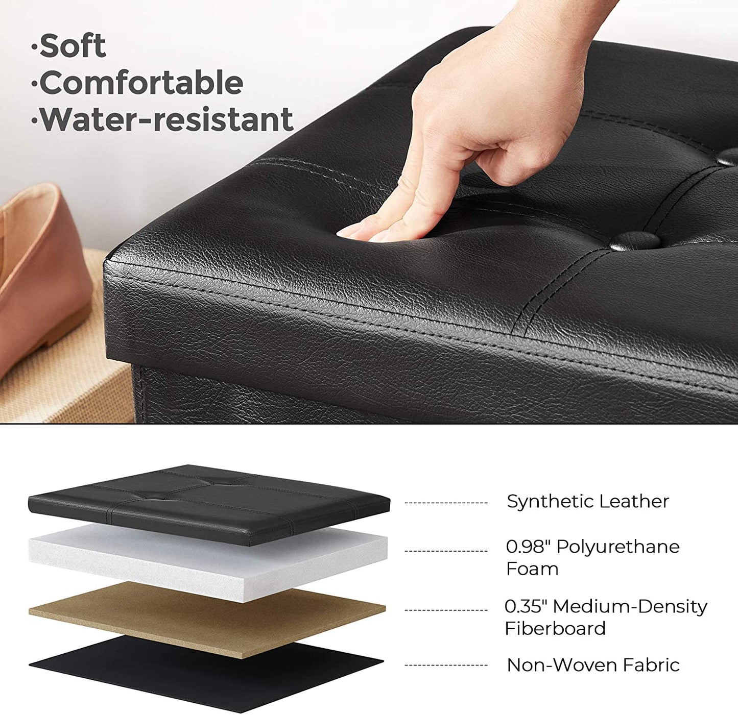 Storage Benches Foldable Stool with Storage Space Home Sofa Ottoman Seat Bench Chest Storage Box Home Living Room Furniture