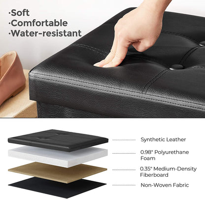 Storage Benches Foldable Stool with Storage Space Home Sofa Ottoman Seat Bench Chest Storage Box Home Living Room Furniture