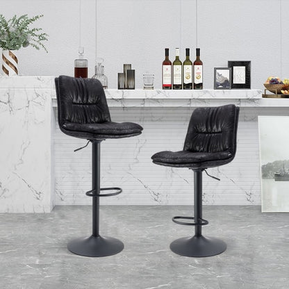 US Stock 2Pcs/Set Bar Chair PU Leather Bar Nightclub Stool Lifting Adjusted Swivel Leisure Kitchen LIving Room Backrest Chair