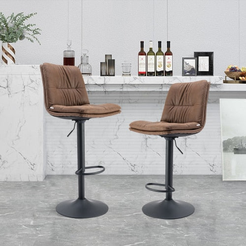 US Stock 2Pcs/Set Bar Chair PU Leather Bar Nightclub Stool Lifting Adjusted Swivel Leisure Kitchen LIving Room Backrest Chair