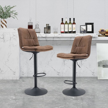 US Stock 2Pcs/Set Bar Chair PU Leather Bar Nightclub Stool Lifting Adjusted Swivel Leisure Kitchen LIving Room Backrest Chair