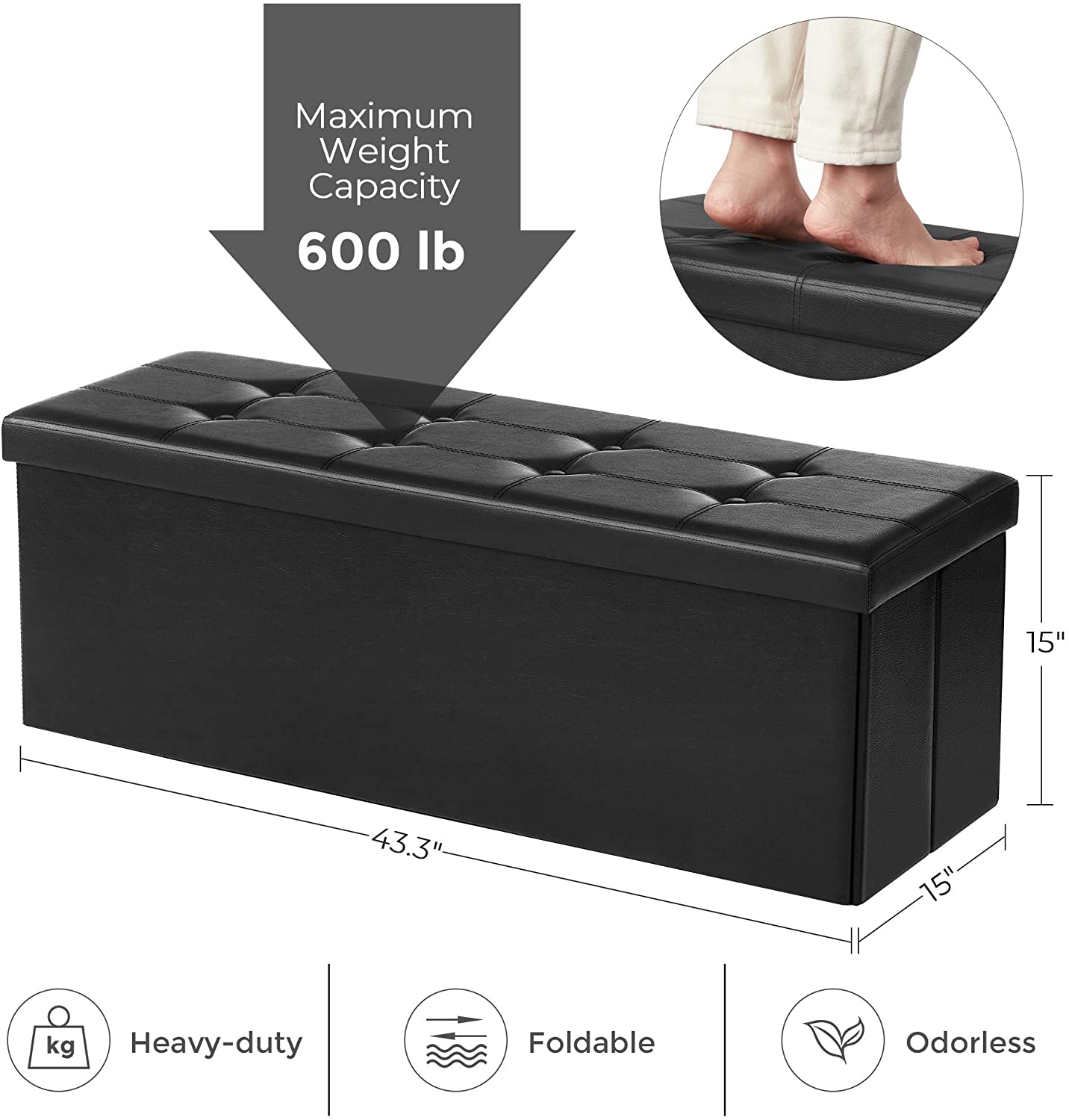 Storage Benches Foldable Stool with Storage Space Home Sofa Ottoman Seat Bench Chest Storage Box Home Living Room Furniture