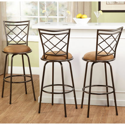 TMS Avery Bar Stool with Swivel &amp; Adjustable Height, Brown, Set of 3