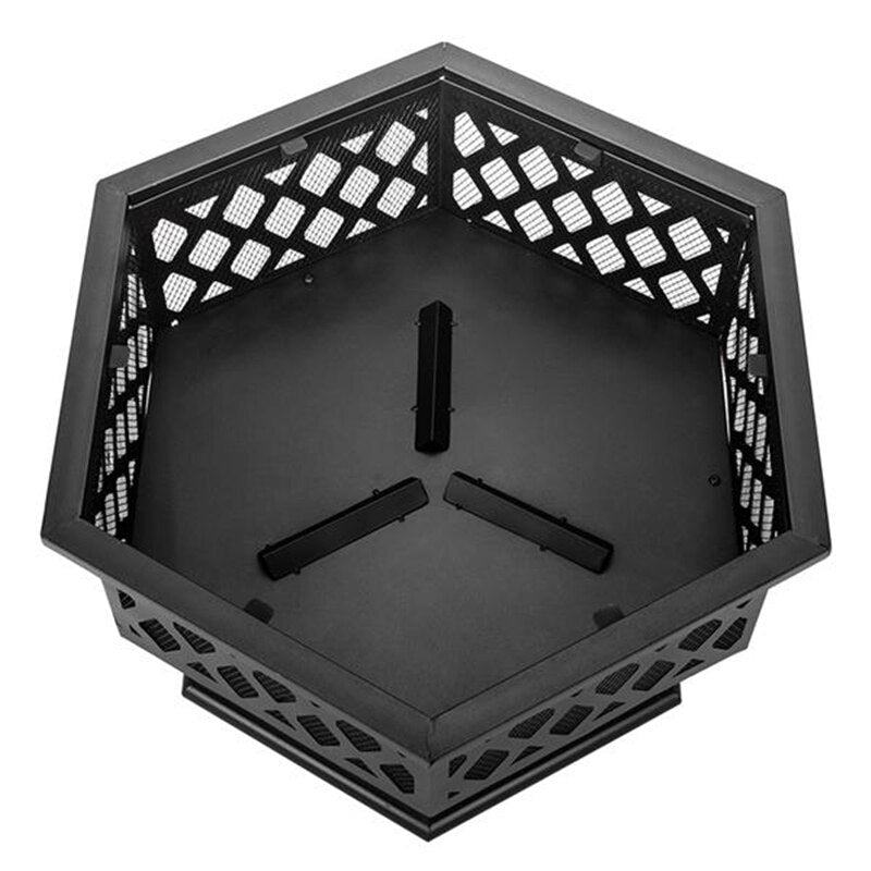 24" Metal Outdoor Fire Pit with Spark Screen - Wood Burning