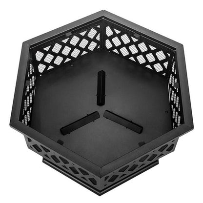 24" Metal Outdoor Fire Pit with Spark Screen - Wood Burning