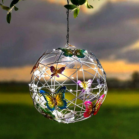 Solar Butterfly Ball Light  Waterproof Metal Weaving Hanging Nightlight Lamp For Garden Courtyard Outdoor Decoration Tools