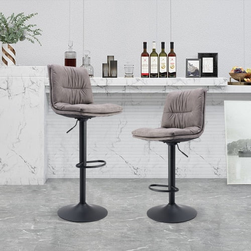 US Stock 2Pcs/Set Bar Chair PU Leather Bar Nightclub Stool Lifting Adjusted Swivel Leisure Kitchen LIving Room Backrest Chair