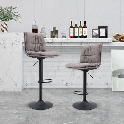 US Stock 2Pcs/Set Bar Chair PU Leather Bar Nightclub Stool Lifting Adjusted Swivel Leisure Kitchen LIving Room Backrest Chair