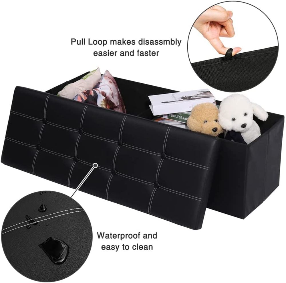 Storage Benches Foldable Stool with Storage Space Home Sofa Ottoman Seat Bench Chest Storage Box Home Living Room Furniture