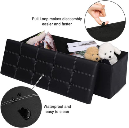 Storage Benches Foldable Stool with Storage Space Home Sofa Ottoman Seat Bench Chest Storage Box Home Living Room Furniture