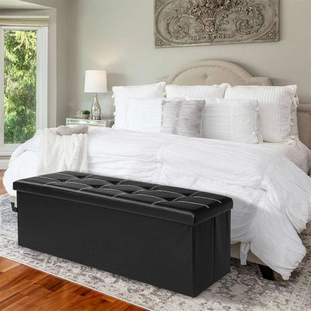 Storage Benches Foldable Stool with Storage Space Home Sofa Ottoman Seat Bench Chest Storage Box Home Living Room Furniture