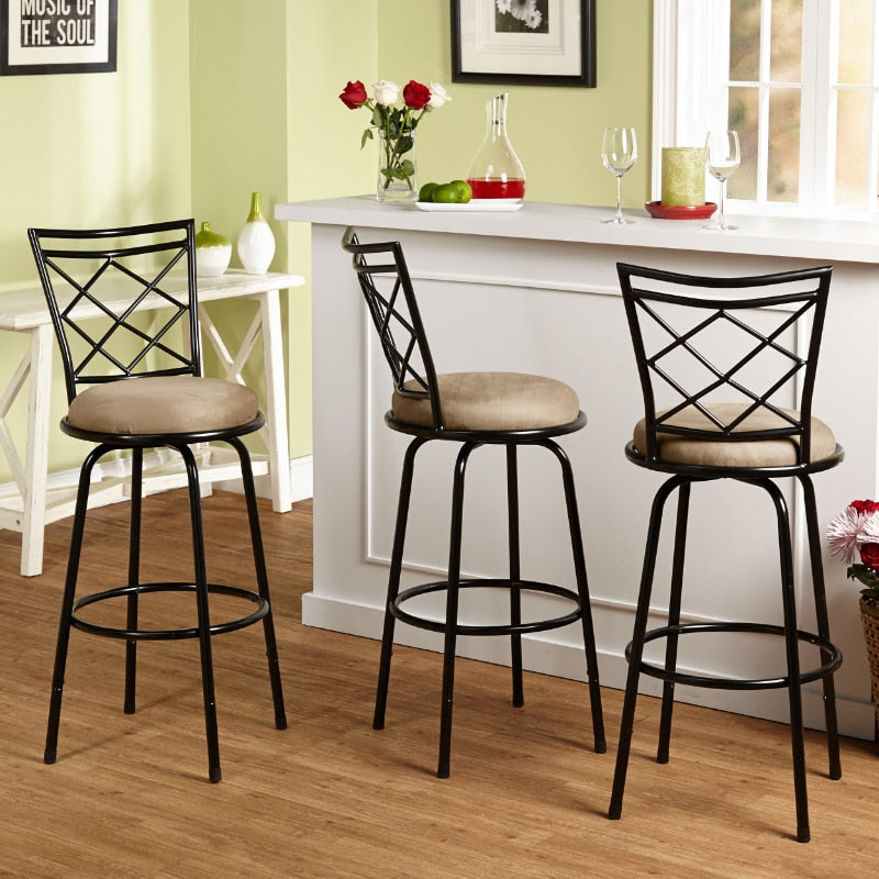 TMS Avery Bar Stool with Swivel &amp; Adjustable Height, Brown, Set of 3