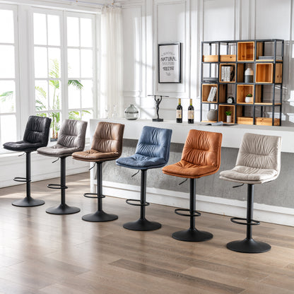 US Stock 2Pcs/Set Bar Chair PU Leather Bar Nightclub Stool Lifting Adjusted Swivel Leisure Kitchen LIving Room Backrest Chair